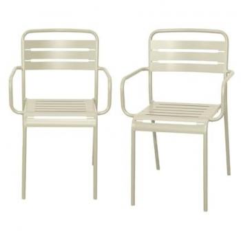 Lot de fauteuils de jardin en acier beige