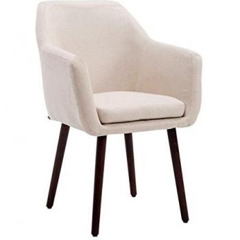 Silla de salón Utrecht en beige con estructura de nogal