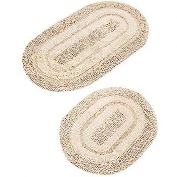 Conjunto de Alfombras de Baño 2 Piezas Beige 100% Algodón