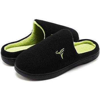 Ciabatte Inverno Uomo Antiscivolo Peluche Verde Nero