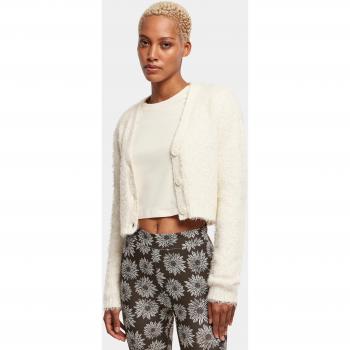 Feathered Crop Cardigan, Urban Classic, White Sand – Women’s 4XL Edition