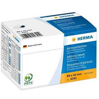 Etiket HERMA adres 4341 89X42mm 250 stuks op rol 250 etiket