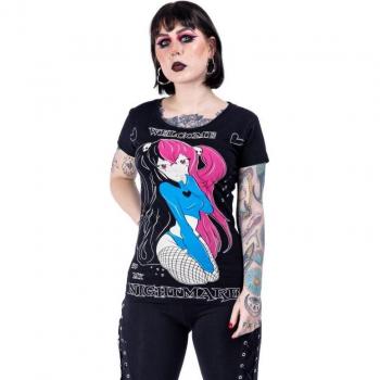 Cupcake Cult Nightmare Anime Tee Black, Sizes S-XL Women's