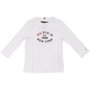 Tommy Hilfiger Kinder Langarmshirt Monotype Flock Regular Tee LS Weiß 6Y