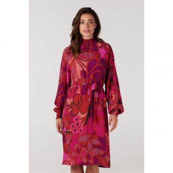 Jansen Amsterdam WFP598 Jurk met Gerimpelde Kraag Multi Fuchsia
