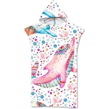 Hooded Swim Cover-Up with Sea Animals Design