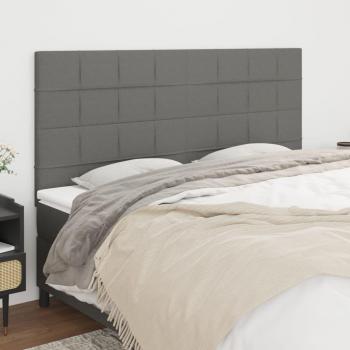 VidaXL CABECEROS 4 UNIDADES DE TELA GRIS OSCURO 90X5X78/88 CM