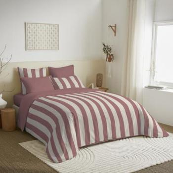 Pack literie réversible Deauville pourpre 140x190 cm