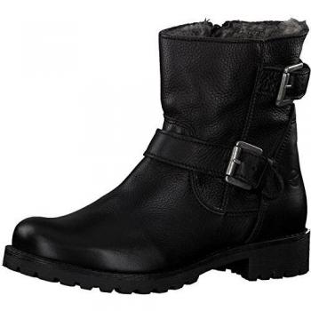 Gefütterte Tamaris Biker-Stiefel – schwarze Halbstiefel mit Blockabsatz