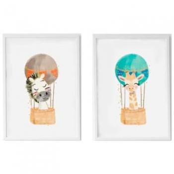 Giraff-Zebra Ramset i MDF 33x43 cm