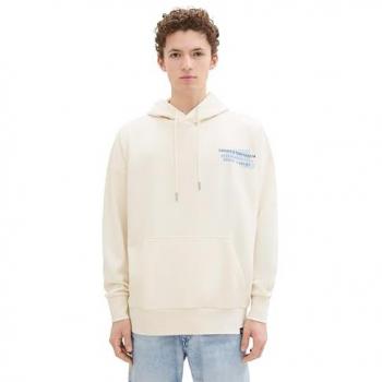 TOM TAILOR Denim Hoodie Oversized mit Rückendruck, weiß, Gr. M