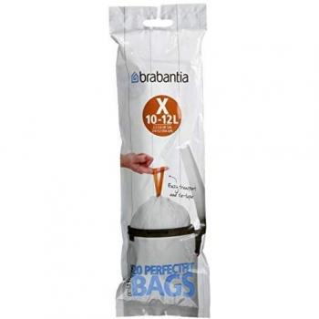 Brabantia PerfectFit Bags X Sacchetti per Spazzatura, 12L, Bianco, Rotolo da 20 Sacchetti