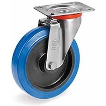 Roulette pivotante easyroll® 160 mm caoutchouc bleu 300 Kg