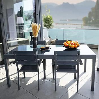 Home Deluxe Ensemble salon extérieur 180/240 × 100 cm, 8 chaises