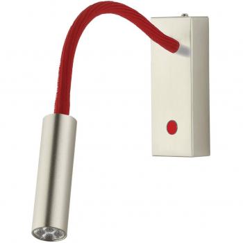 LED Rocco Wandleuchte mit rotem Nickel-Matt-Flexarm