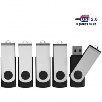 VIEKUU Lot de 3 Clef USB 16 GO Pivotant Rouge/Bleu/Vert
