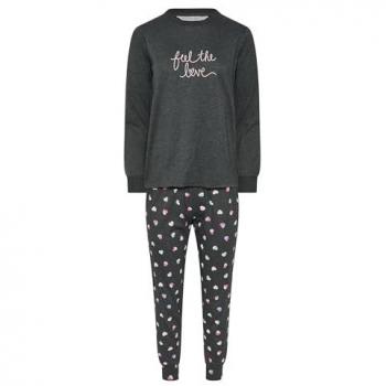 PixieGirl Petite Dreamset: Grey Heart‑Cuffed Sleepwear – 16-18