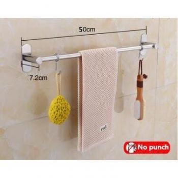 Barra de toalla de baño de acero inoxidable con acabado cepillado y adhesivo