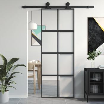 Deslizador de Vidro Preto 76x205cm com Estrutura em Alumínio