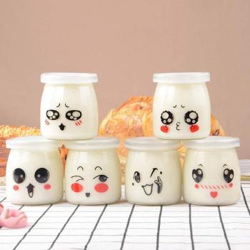6pcs Lovely Small Glass Containers with Lids for Yogurt, Baby Food, Pudding, and Honey