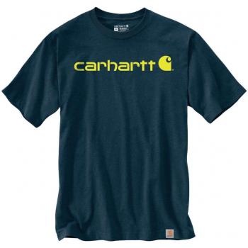 T-shirt Carhartt Core Logo Bleu Jaune Manches Courtes Taille L