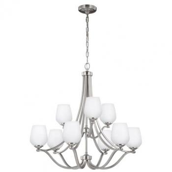 Lampadario Moderno Vintner Acciaio Nichel Satinato 9 Luci