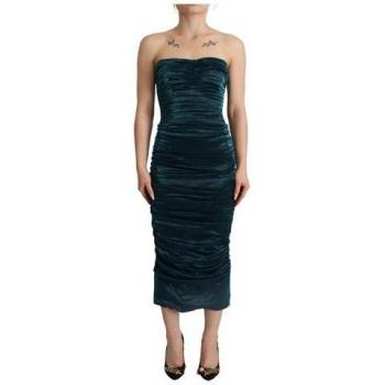Eleganza ardesi: abito midi drappeggiato turchese da D&G