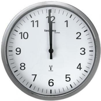 Technoline Analoge Wanduhr mit Chromrahmen
