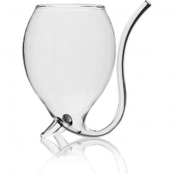 Tasse transparente 300 ml, tube à paille inclus, design élégant