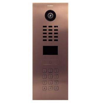 Interphone IP Ethernet DoorBird D2101KV V2A Station extérieure acier inoxydable Lecteur de badge RFID Finition bronze