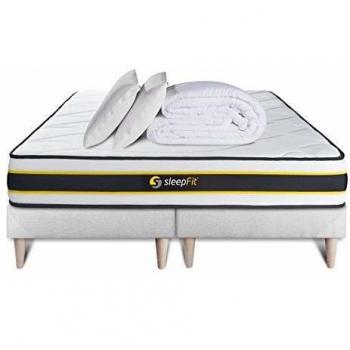 Ensemble Matelas Flexy 180x200 + Sommiers 90x200 + Couette + 2 Oreillers