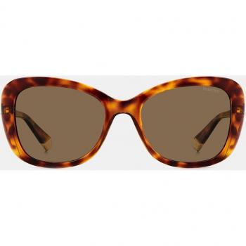 Gafas de sol Polaroid ovaladas con lentes polarizadas en color havana