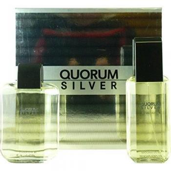 Antonio Puig Quorum Silver 2 Piece Eau De Toilette 100ml Aftershave 100ml