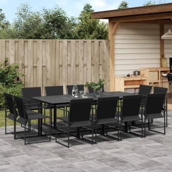 Conjunto de Jantar para Exterior 13 Peças Preto Textilene