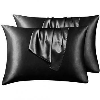 Set di Federe Cuscino in Raso Nere 50x75/80cm