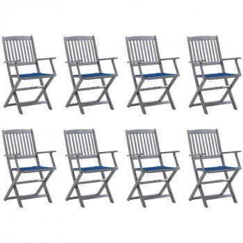 VidaXL 8-Piece Folding Outdoor Chair Set with Cushions