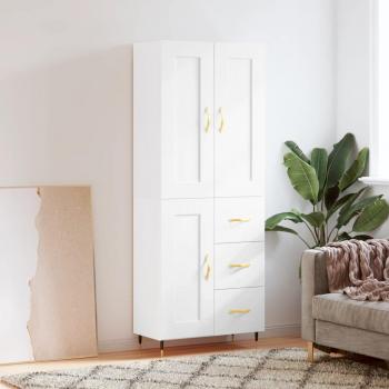 Vidaxl Buffet Haut Blanc 69,5x34x180 cm Bois D'ingénierie