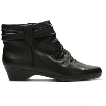 Black Leather Matron Ella Ankle Boot by Clarks