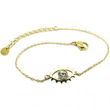 Pulsera Artesanal Acero 'Ojo de Fatma' Dorado y Blanco