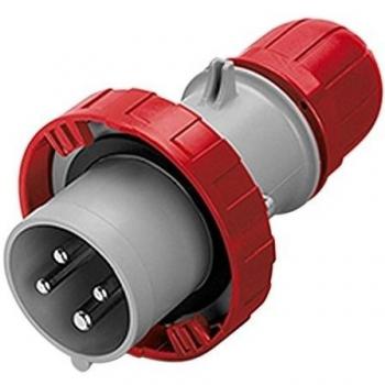 Scame 218.6336 Conector eléctrico 63A 3P + E, 6 horas de posición, Rojo