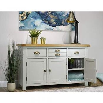 Arklow Sideboard in Grey Painted Oak, Dovetail Style with 3 Doors and 3 Drawers