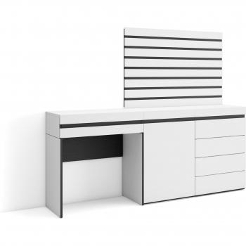 Tavolo Skraut Home: Toeletta & Cassettiera, 177x145x35 cm in bianco moderno