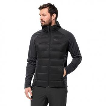 Chaqueta con capucha de plumón Jack Wolfskin Tasman Down Hybrid M, negra