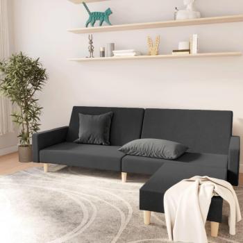 Sofá con reposapies en tela gris oscuro