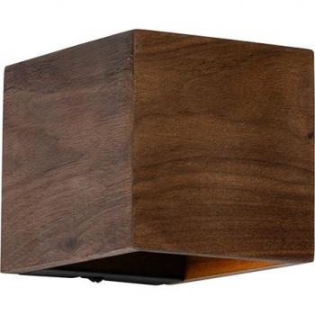 G9 Qazqa Wandlicht – Braun Holz, 1‑Flammen-Optik