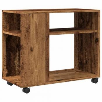Mesa de Apoio Prática com Rodas 70x35x60 cm em Madeira Antiga