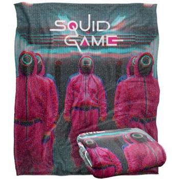 Netflix Squid Game “Pink Guard” Premium Silky Throw Blanket (152 × 127 cm) – Officially Licensed, White