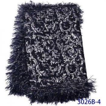 Gold Feathered Tulle Lace Fabric for Unique Asoebi Dresses KS3026B