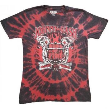 Maglietta unisex Johnny Cash Ring Of Fire, tie‑dye, XL rossa