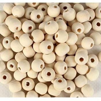 100 perles en bois brut rondes 1 cm